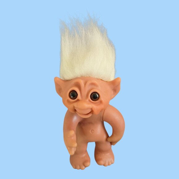 Vintage Thomas Dam Troll Doll 1977 Denmark White Hair 9" Tall Police Officer - Picture 6 of 12